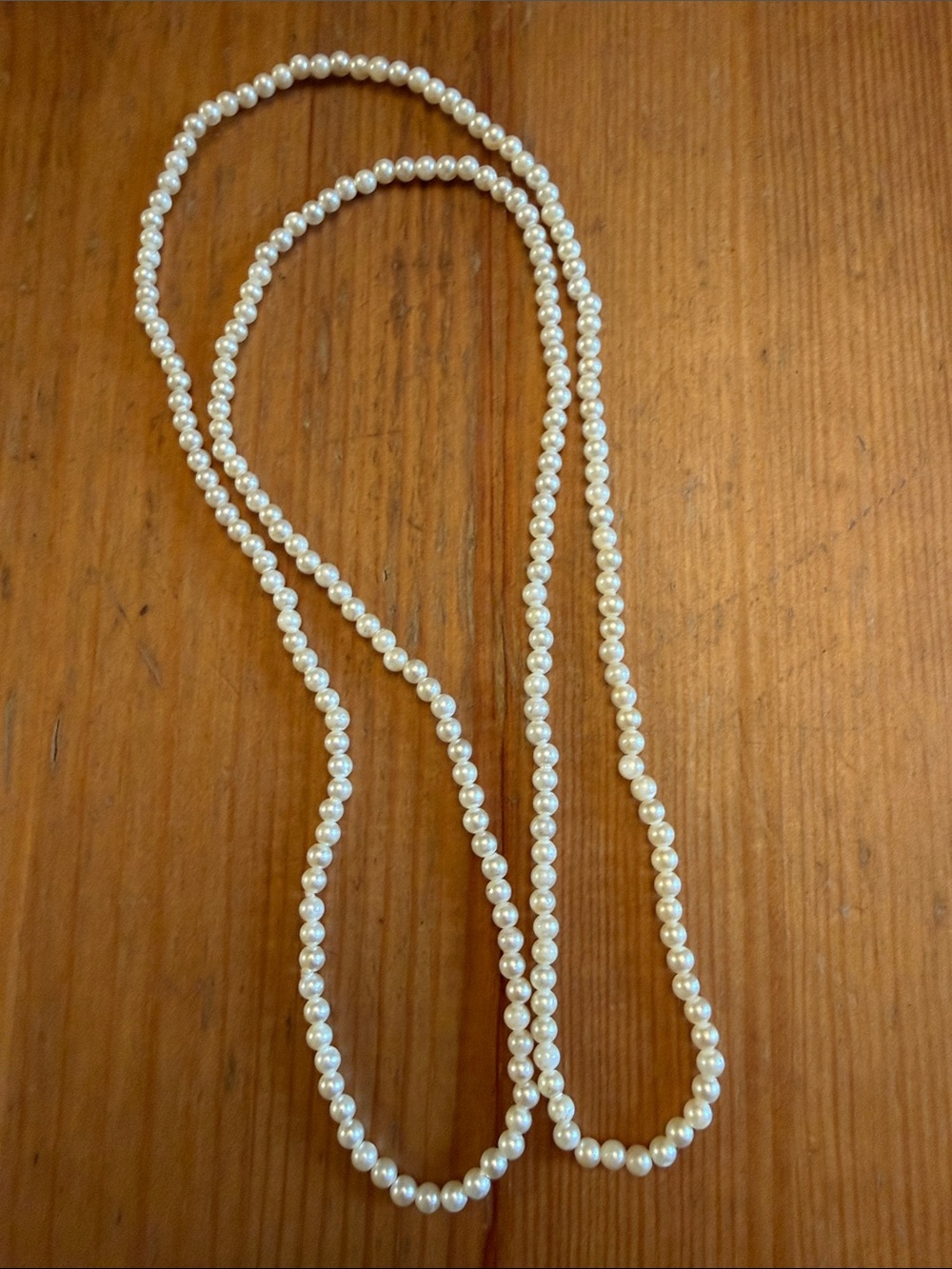 Classic  Genuine Ivory Pearl Necklace - Unbranded 34”